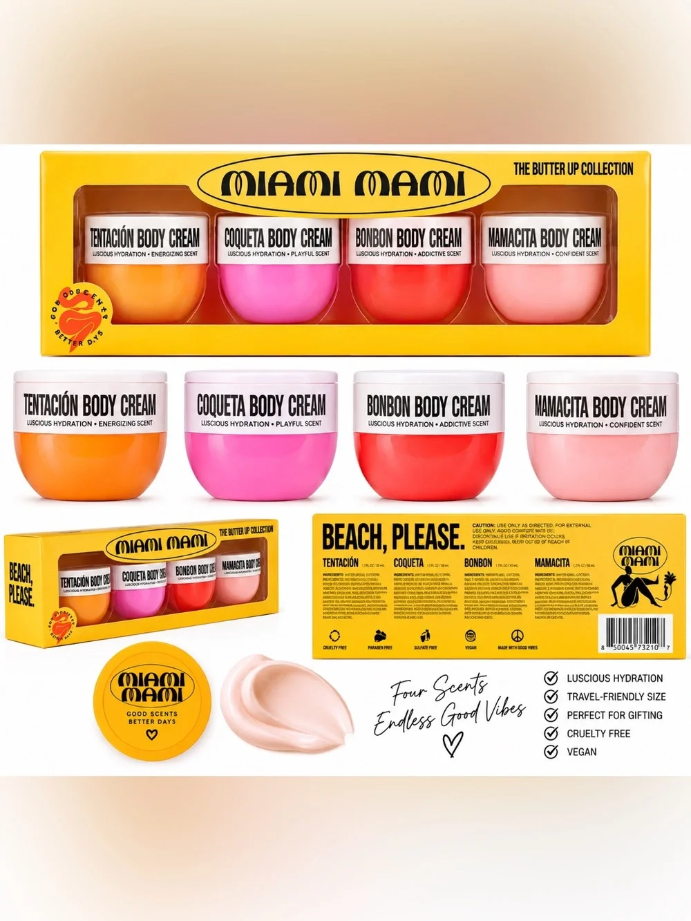 Miami MAMI Beach Please Mini Body Cream Set of 4